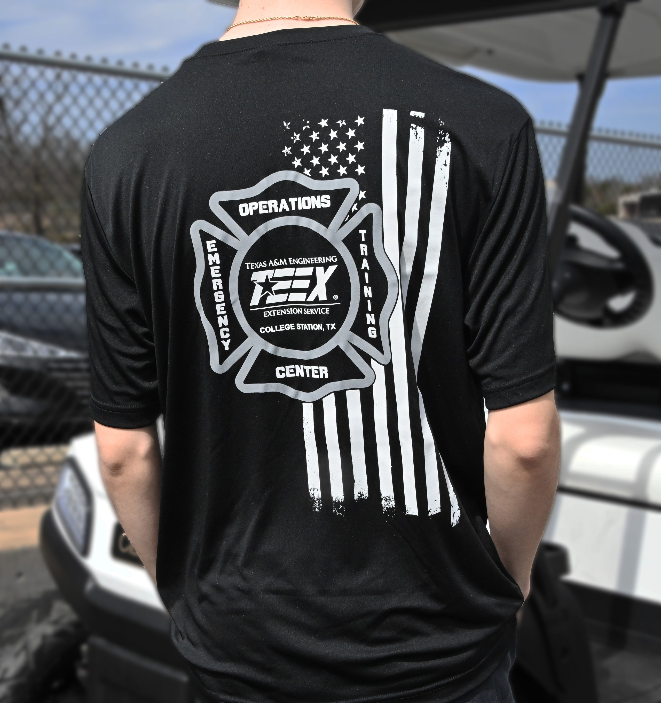 TEEX Black Grey Flag Dri Fit Barker Productions