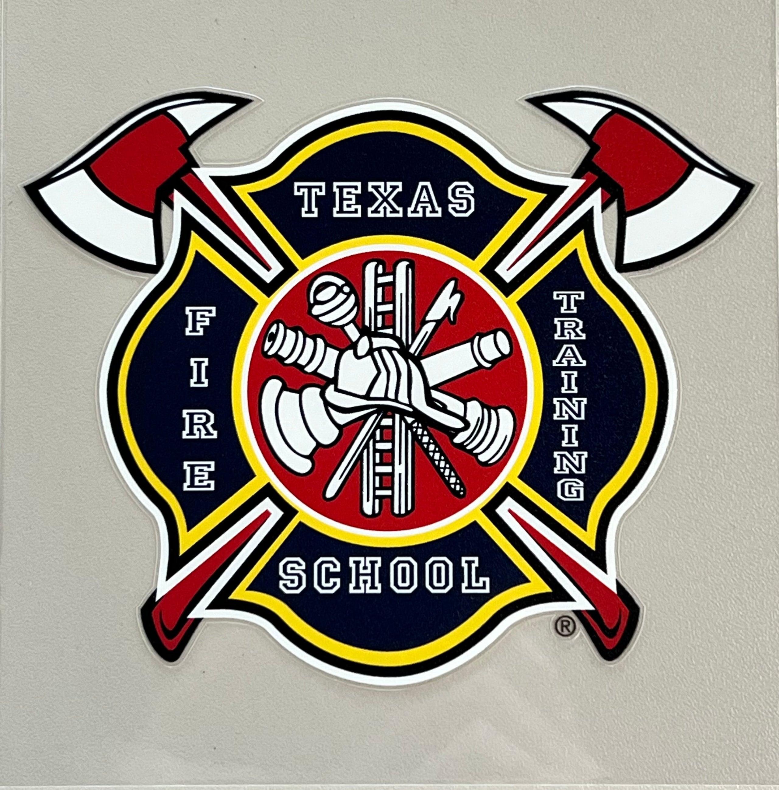 Maltese cross axe texas fire training school decal large apply
